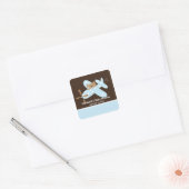 Sticker Carré Baby shower d'avion bleu! (Enveloppe)