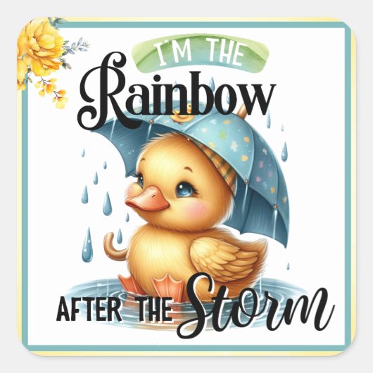 Sticker Carré Baby shower de canard en caoutchouc (Devant)