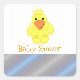 Sticker Carré Baby shower de canard jaune