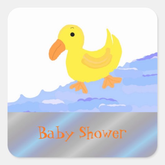 Sticker Carré Baby shower de canard jaune (Devant)