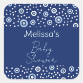 Sticker Carré Baby shower de cercles géométriques bleu doux (Devant)