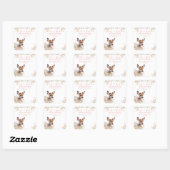 Sticker Carré Baby shower de cerfs de bois fille (Feuille)