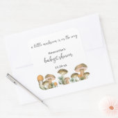 Sticker Carré Baby shower de champignons de la forêt d'aquarelle (Enveloppe)