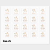 Sticker Carré Baby shower de ferme mignonne (Feuille)