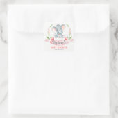Sticker Carré Baby shower de fille Eléphant Aquarelle (Sac)