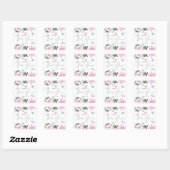 Sticker Carré Baby shower de fleurs de papillon mignonne (Feuille)