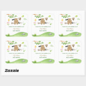 Sticker Carré Baby shower de forêt de Little Explorer (Feuille)