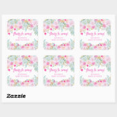 Sticker Carré Baby shower de garçon rose Floral Faveurs (Feuille)