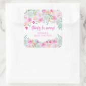 Sticker Carré Baby shower de garçon rose Floral Faveurs (Sac)