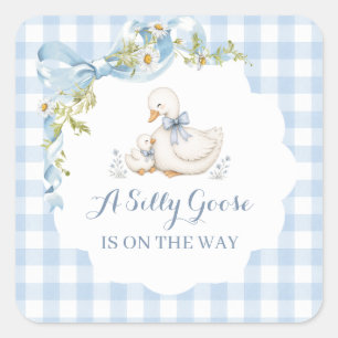 Sticker Carré Baby Shower de la Oie Ridicule Vintage Daisy