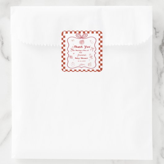 Sticker Carré Baby shower de livraison spéciale Pizza (Sac)