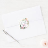 Sticker Carré Baby shower de Merci de  rose fleuri (Enveloppe)