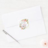 Sticker Carré Baby shower de Merci de rose fleuri (Enveloppe)
