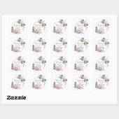 Sticker Carré Baby shower de Merci de  rose fleuri (Feuille)