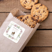 Sticker Carré Baby shower de Merci rose pour fille