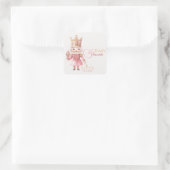 Sticker Carré Baby shower de Noël Pink Nutcracker Aquarelle (Sac)