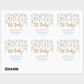 Sticker Carré Baby shower de points d'or bleu rose Favoriser les (Feuille)