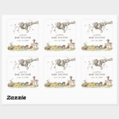 Sticker Carré Baby-Shower de style bois (Feuille)