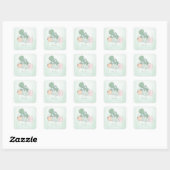 Sticker Carré Baby shower de tortue de mer douce (Feuille)