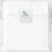 Sticker Carré Baby shower de tortue de mer douce (Sac)