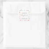 Sticker Carré Baby shower de trame de Fleur sauvage Boho minimal (Sac)