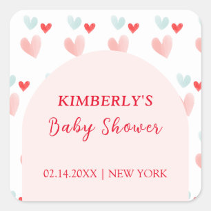 Sticker Carré Baby shower de Valentines de l'Arc Pastel Sweethea