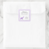 Sticker Carré Baby shower d'éléphant gris lavande merci (Sac)
