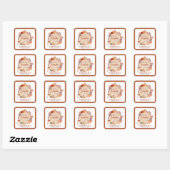 Sticker Carré Baby shower des petits animaux de bois Citrouille (Feuille)