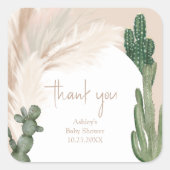 Sticker Carré Baby shower désert de Boho cactus pampas arch (Devant)