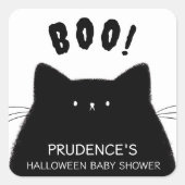 Sticker Carré Baby shower d'Halloween de Little Boo (Devant)