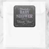 Sticker Carré Baby shower d'image tableau noir violet (Sac)
