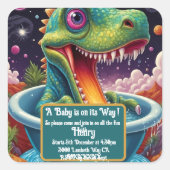 Sticker Carré Baby shower Dino-Mite (Devant)