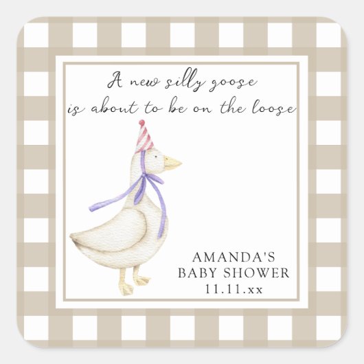 Sticker Carré Baby shower d'oie (Devant)