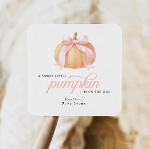 Sticker Carré Baby Shower Douce Petite Citrouille