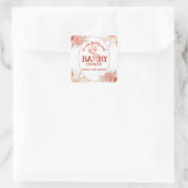 Sticker Carré Baby shower d'ours blanc et rose (Sac)