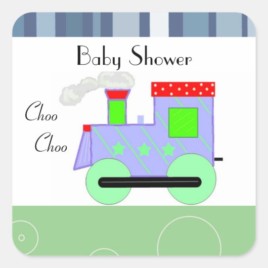 Sticker Carré Baby shower du train Choo Choo (Devant)