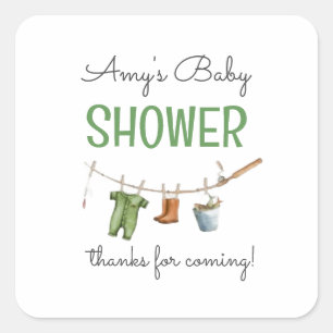 Sticker Carré Baby Shower d'un Petit Pêcheur