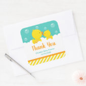 Sticker Carré Baby shower en caoutchouc Ducky Jaune Merci vert (Enveloppe)
