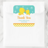 Sticker Carré Baby shower en caoutchouc Ducky Jaune Merci vert (Sac)