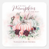 Sticker Carré Baby shower fille Citrouille rose (Devant)