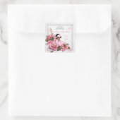 Sticker Carré Baby shower fille papillon rose rose bébé AA (Sac)