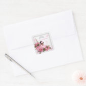 Sticker Carré Baby shower fille papillon rose rose bébé AA (Enveloppe)