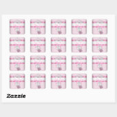 Sticker Carré Baby shower fille rose princesse Tiara (Feuille)