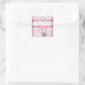 Sticker Carré Baby shower fille rose princesse Tiara (Sac)