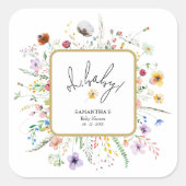 Sticker Carré Baby shower fleur sauvage (Devant)