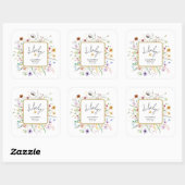 Sticker Carré Baby shower fleur sauvage (Feuille)