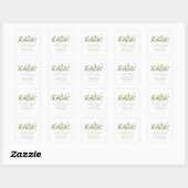 Sticker Carré Baby shower Fleur sauvage Boho (Feuille)