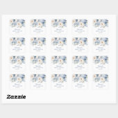 Sticker Carré Baby Shower Fleurs Bleues et Blanches  (Feuille)