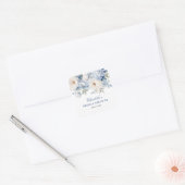 Sticker Carré Baby Shower Fleurs Bleues et Blanches  (Enveloppe)