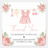 Sticker Carré Baby shower Floral Boho Rose (Devant)